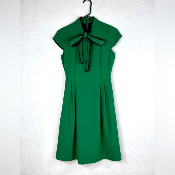J CREW Tie-Neck Dress in 365 Crepe - Green - J2557 - Sz 0 - Picture 6 of 15
